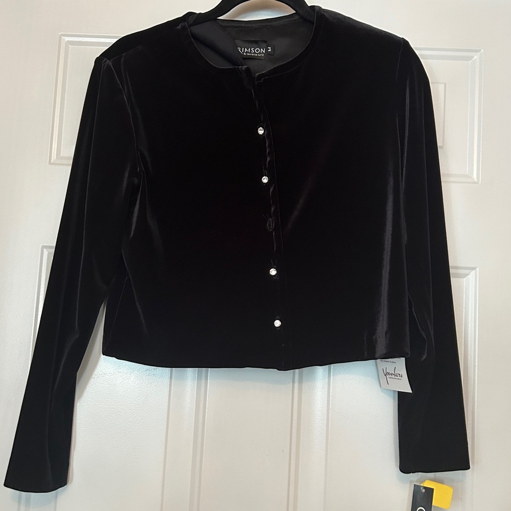 Crimson-Lawrence Kurtz Velvet Short Jacket M NWT Vintage Formal Glam Crystal